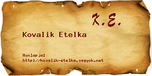 Kovalik Etelka névjegykártya